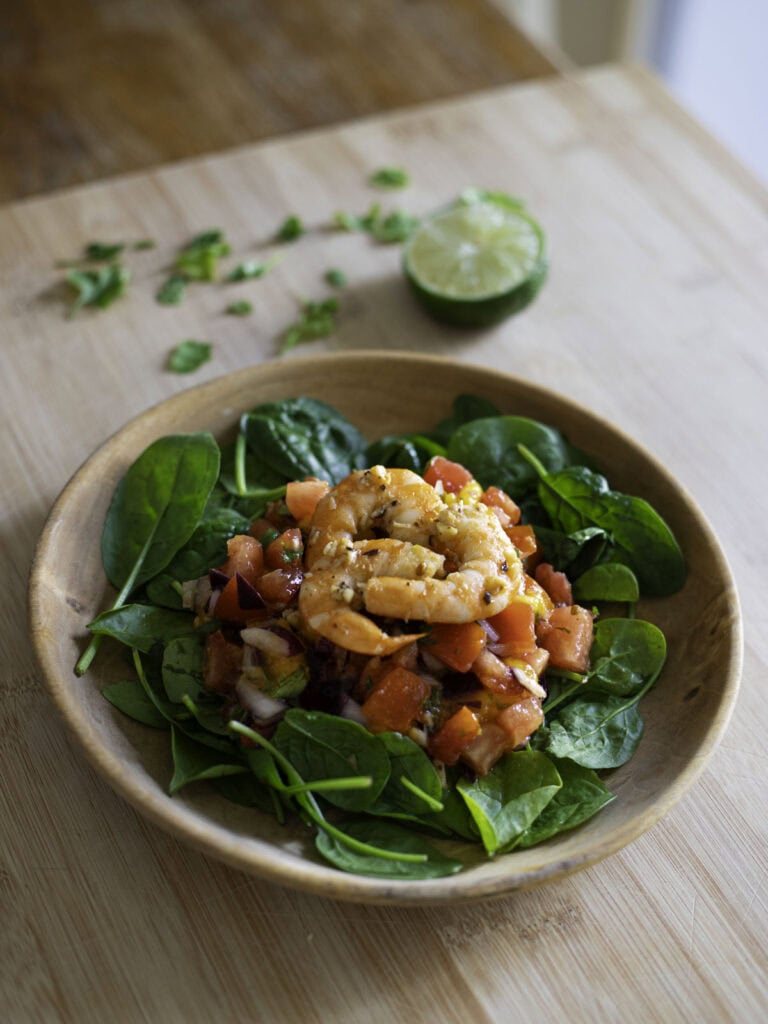 Shrimp Salad with tomatoes and mangoes