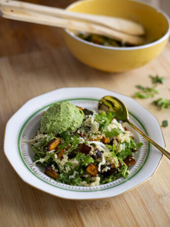 Pumpkin Quinoa Salad with Kale Hummus