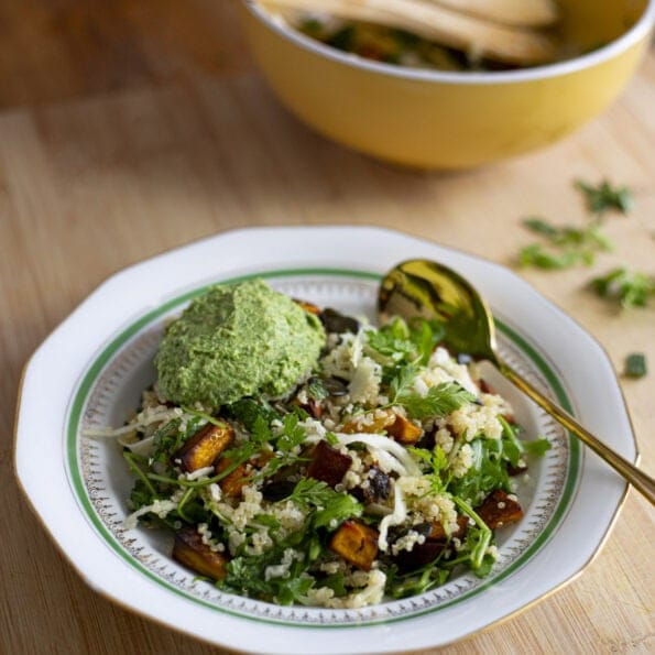 Pumpkin Quinoa Salad with Kale Hummus