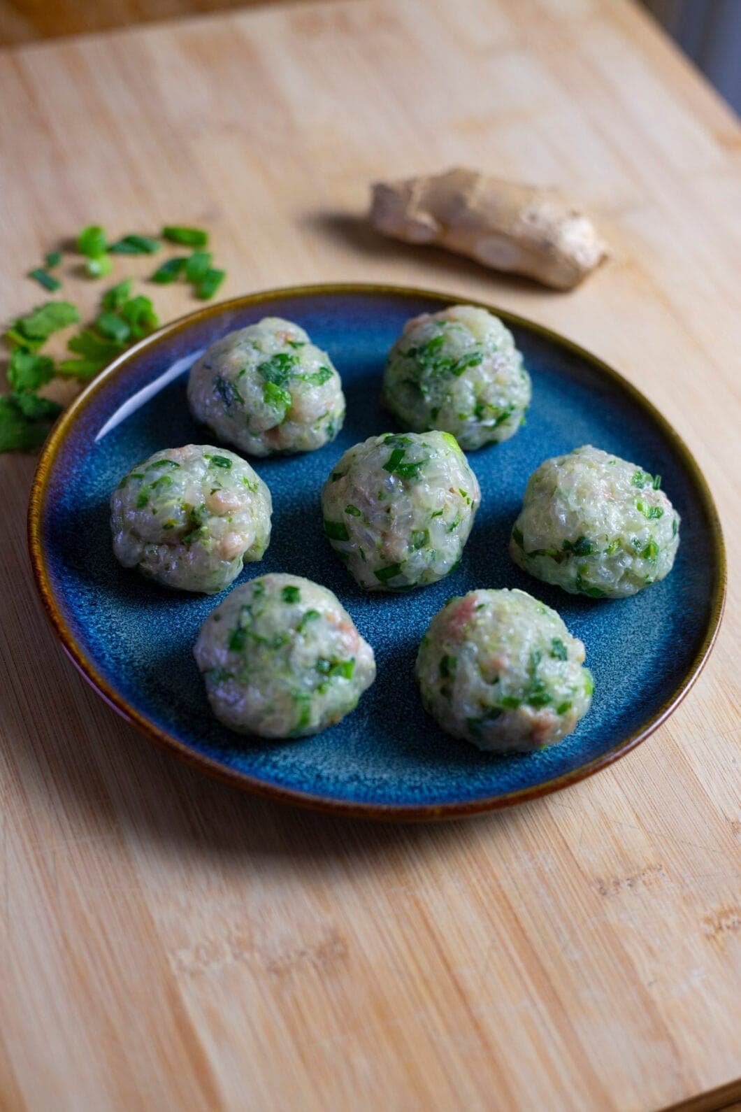 Chinese fishballs with scallions and ginger