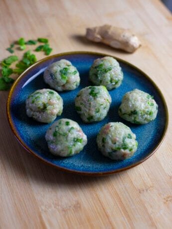 Chinese fishballs with scallions and ginger