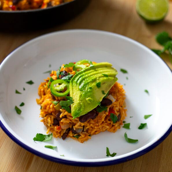 Mediterranean one-pan rice & beans