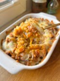 Cheesy curry in a small baking dish